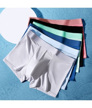 Mid-waist ice silk underwear men breathable crotch boxer shorts Summer skin-friendly and comfortable men's boxer briefs