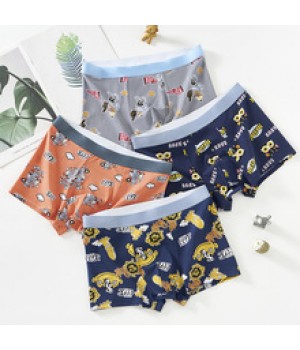 Manufacturer wholesale men's underwear pure cotton boxer briefs cartoon print trendy comfortable boys' boxer briefs one piece dropshipping