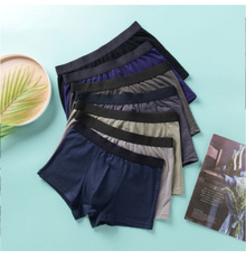Pure cotton men's underwear wholesale large size personality mid-waist waistband breathable loose solid color new cotton boxer briefs