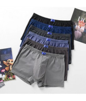 Pure cotton men's underwear wholesale large size personality mid-waist waistband breathable loose solid color new cotton boxer briefs